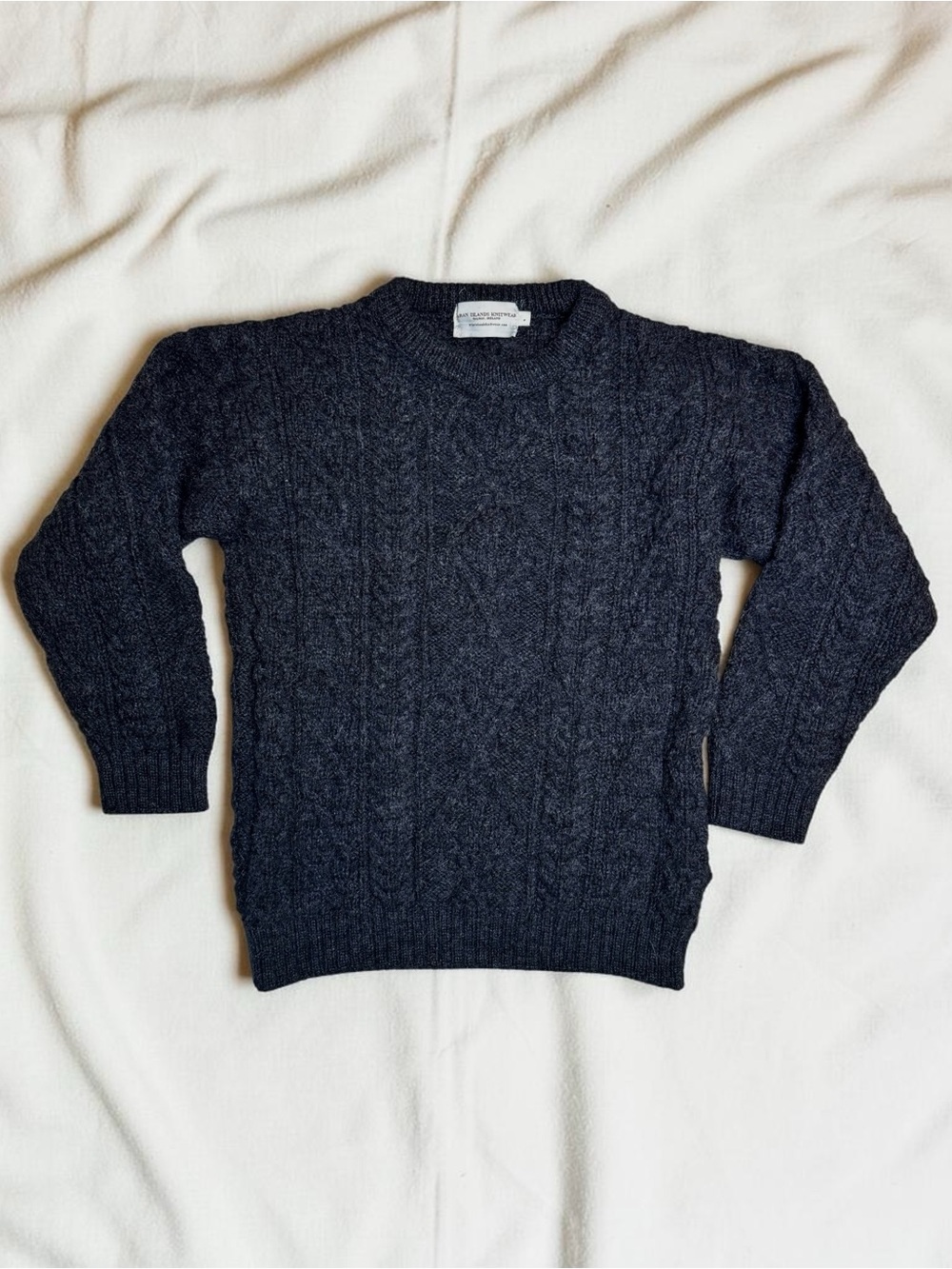 aran islands charcoal knitwear 100% irish wool jumper sweater